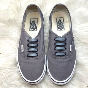 VANS AUTHENTIC Pewter black M6/W7.5 silicon stretch laces deck shoes